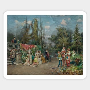 Venetian Court, Minstrel Scene by Cesare Agostino Detti Sticker